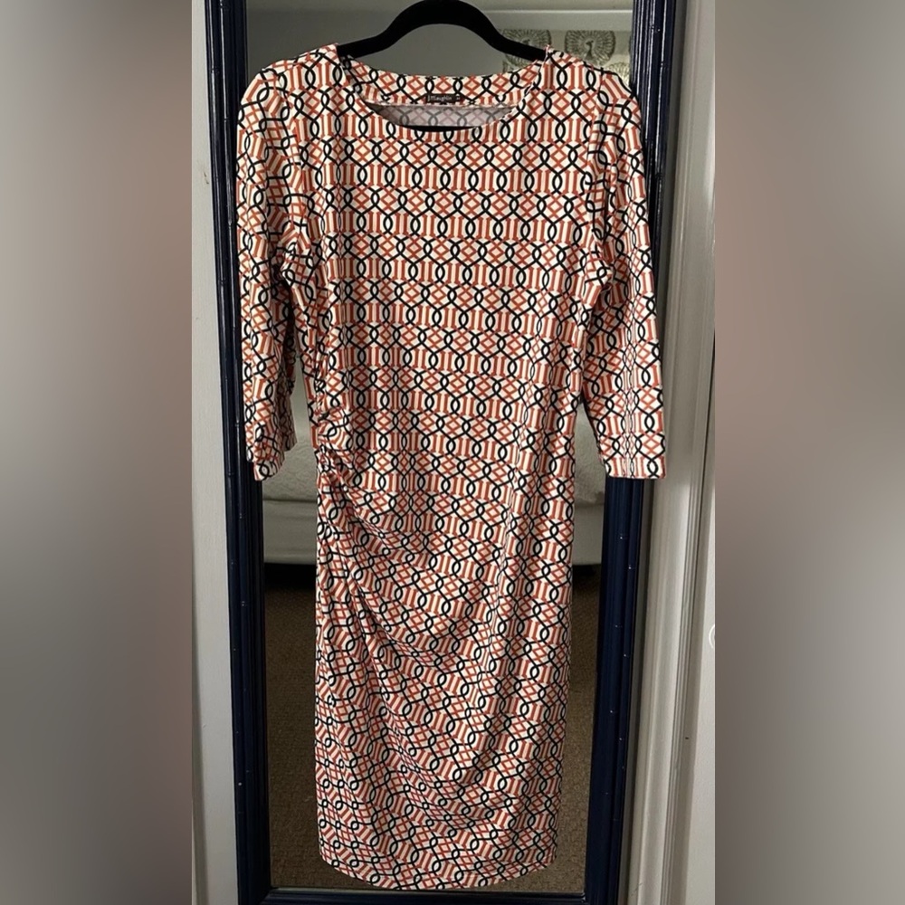 J. McLaughlin Catalina Cloth Sage Orange Brown Geometric Print M